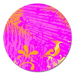 Spring Tropical Floral Palm Bird Magnet 5  (round) by Celenk