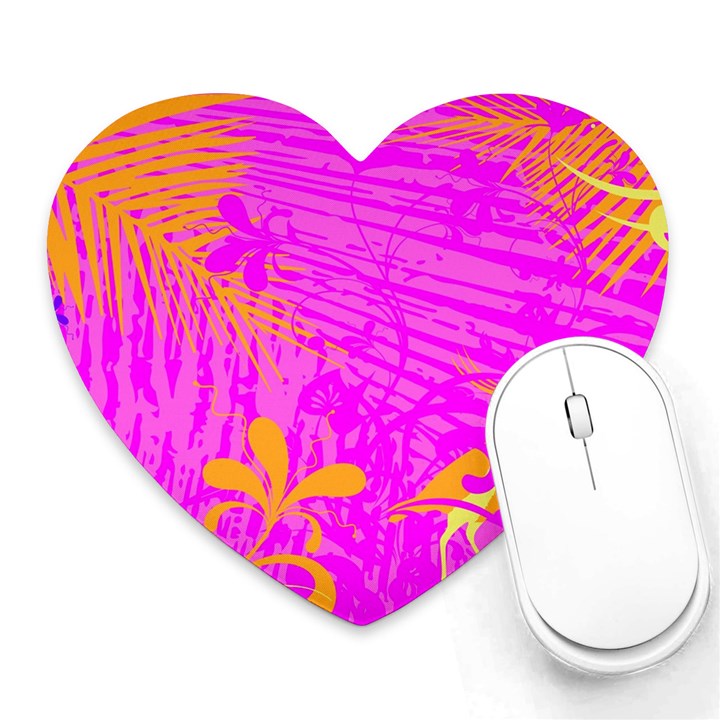 Spring Tropical Floral Palm Bird Heart Mousepads