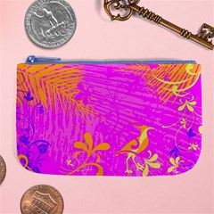 Spring Tropical Floral Palm Bird Large Coin Purse by Celenk