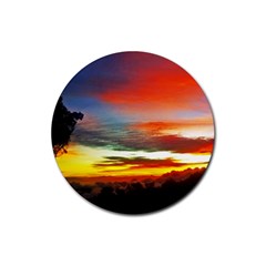 Sunset Mountain Indonesia Adventure Rubber Coaster (round)  by Celenk