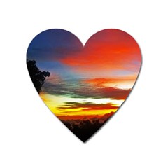 Sunset Mountain Indonesia Adventure Heart Magnet