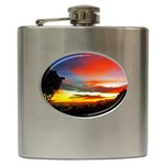 Sunset Mountain Indonesia Adventure Hip Flask (6 oz) Front