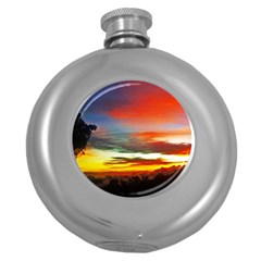 Sunset Mountain Indonesia Adventure Round Hip Flask (5 Oz) by Celenk