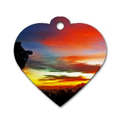 Sunset Mountain Indonesia Adventure Dog Tag Heart (two Sides) by Celenk