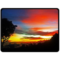 Sunset Mountain Indonesia Adventure Fleece Blanket (large)  by Celenk