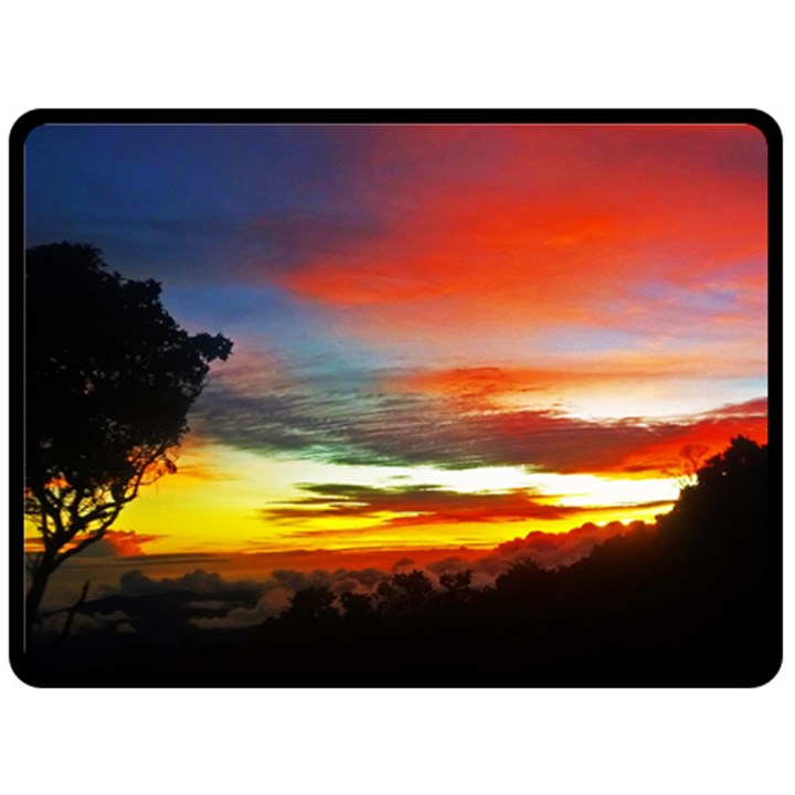 Sunset Mountain Indonesia Adventure Fleece Blanket (Large) 