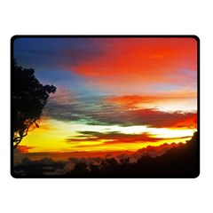 Sunset Mountain Indonesia Adventure Fleece Blanket (small) by Celenk