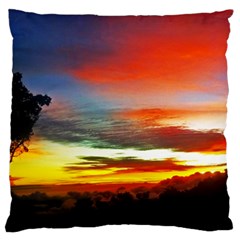 Sunset Mountain Indonesia Adventure Large Flano Cushion Case (two Sides) by Celenk