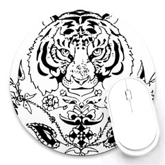 Tiger Animal Decoration Flower Round Mousepads by Celenk