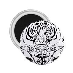 Tiger Animal Decoration Flower 2 25  Magnets by Celenk