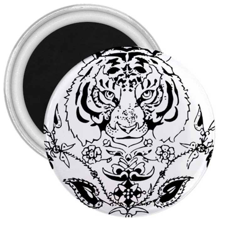 Tiger Animal Decoration Flower 3  Magnets