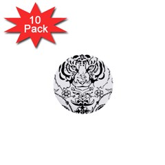 Tiger Animal Decoration Flower 1  Mini Buttons (10 Pack)  by Celenk