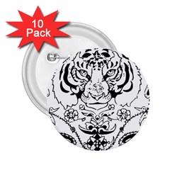 Tiger Animal Decoration Flower 2 25  Buttons (10 Pack)  by Celenk