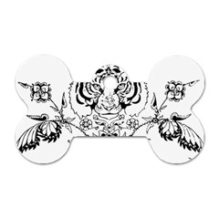 Tiger Animal Decoration Flower Dog Tag Bone (two Sides) by Celenk