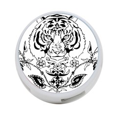 Tiger Animal Decoration Flower 4-port Usb Hub (one Side) by Celenk