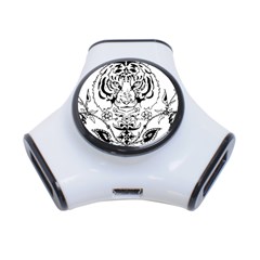 Tiger Animal Decoration Flower 3-port Usb Hub by Celenk