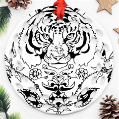 Tiger Animal Decoration Flower Ornament (round Filigree) by Celenk