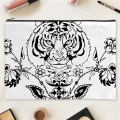 Tiger Animal Decoration Flower Cosmetic Bag (xxxl)  by Celenk