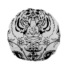 Tiger Animal Decoration Flower Standard 15  Premium Round Cushions by Celenk