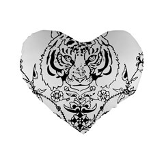 Tiger Animal Decoration Flower Standard 16  Premium Heart Shape Cushions by Celenk