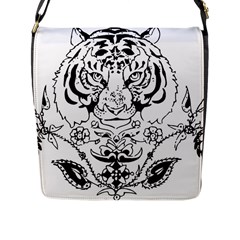 Tiger Animal Decoration Flower Flap Messenger Bag (l)  by Celenk