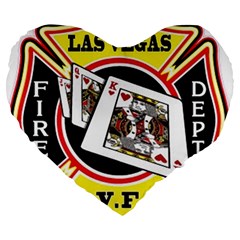 Las Vegas Fire Department Large 19  Premium Flano Heart Shape Cushions