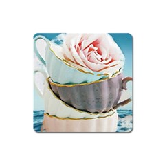 Tea Cups Square Magnet by NouveauDesign