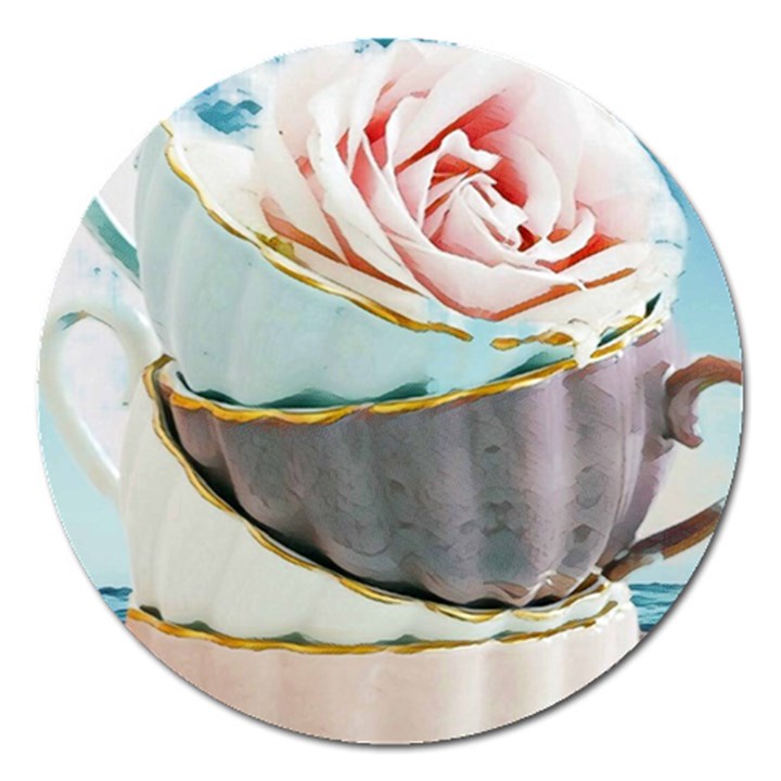 tea cups Magnet 5  (Round)