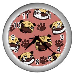 Happy Pugs Wall Clocks (Silver) 