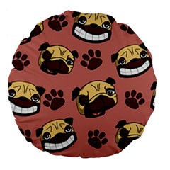 Happy Pugs Large 18  Premium Flano Round Cushions