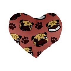 Happy Pugs Standard 16  Premium Flano Heart Shape Cushions