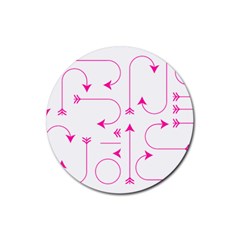 Arrows Girly Pink Cute Decorative Rubber Coaster (round)  by Celenk