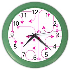 Arrows Girly Pink Cute Decorative Color Wall Clocks by Celenk