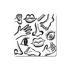 Anatomy Icons Shapes Ear Lips Square Magnet by Celenk