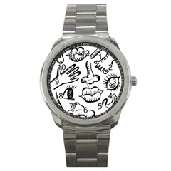 Anatomy Icons Shapes Ear Lips Sport Metal Watch by Celenk