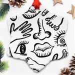 Anatomy Icons Shapes Ear Lips Snowflake Ornament (Two Sides) Back