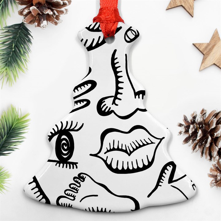 Anatomy Icons Shapes Ear Lips Christmas Tree Ornament (Two Sides)