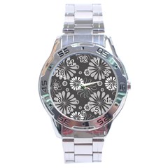 Floral Pattern Floral Background Stainless Steel Analogue Watch by Celenk