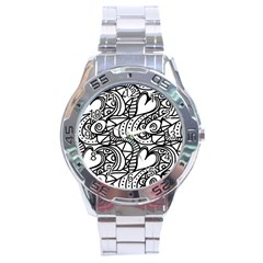 Seamless Tile Background Abstract Stainless Steel Analogue Watch by Celenk