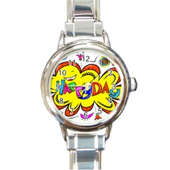 Happy Happiness Child Smile Joy Round Italian Charm Watch by Celenk