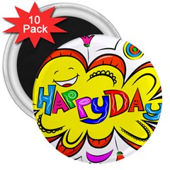 Happy Happiness Child Smile Joy 3  Magnets (10 Pack)  by Celenk