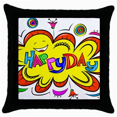 Happy Happiness Child Smile Joy Throw Pillow Case (black) by Celenk