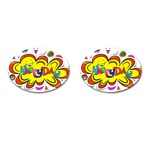 Happy Happiness Child Smile Joy Cufflinks (Oval) Front(Pair)