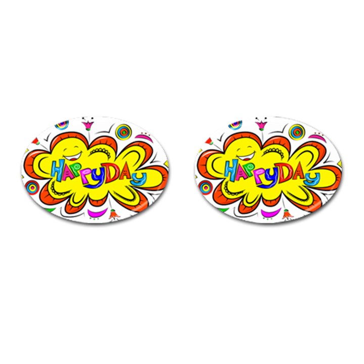 Happy Happiness Child Smile Joy Cufflinks (Oval)