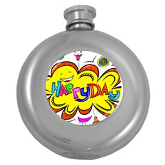 Happy Happiness Child Smile Joy Round Hip Flask (5 Oz) by Celenk