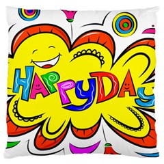 Happy Happiness Child Smile Joy Large Cushion Case (two Sides) by Celenk