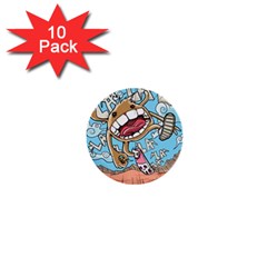 Illustration Characters Comics Draw 1  Mini Buttons (10 Pack)  by Celenk