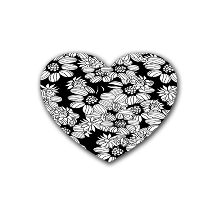 Mandala Calming Coloring Page Rubber Coaster (Heart) 