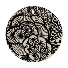 Background Abstract Beige Black Ornament (round) by Celenk