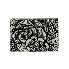 Background Abstract Beige Black Cosmetic Bag (medium)  by Celenk